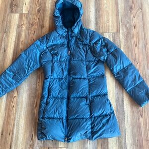 Women’s S Eddie Bauer Luna Peak Down Puffer Jacket Long Blue